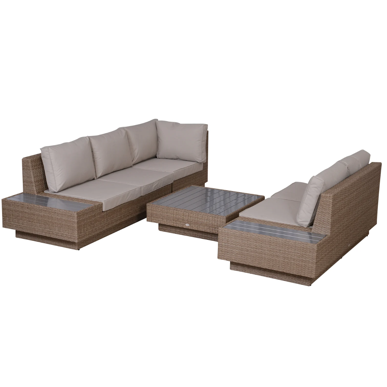 Nancy's Bixby Loungeset - Tuinset - Loungebank - 4-Delig - 5 Personen - Beige