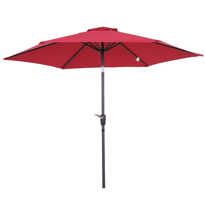 Nancy's Orcutt Parasol - Tuinparasol - Schaduw - Zonwering - Handslinger - Aluminium - Polyester - Groen/Wit/Rood - Zwart - 2.7 x 2.7 x 2.35 m