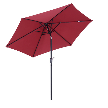 Nancy's Orcutt Parasol - Tuinparasol - Schaduw - Zonwering - Handslinger - Aluminium - Polyester - Groen/Wit/Rood - Zwart - 2.7 x 2.7 x 2.35 m