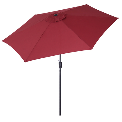 Nancy's Orcutt Parasol - Tuinparasol - Schaduw - Zonwering - Handslinger - Aluminium - Polyester - Groen/Wit/Rood - Zwart - 2.7 x 2.7 x 2.35 m