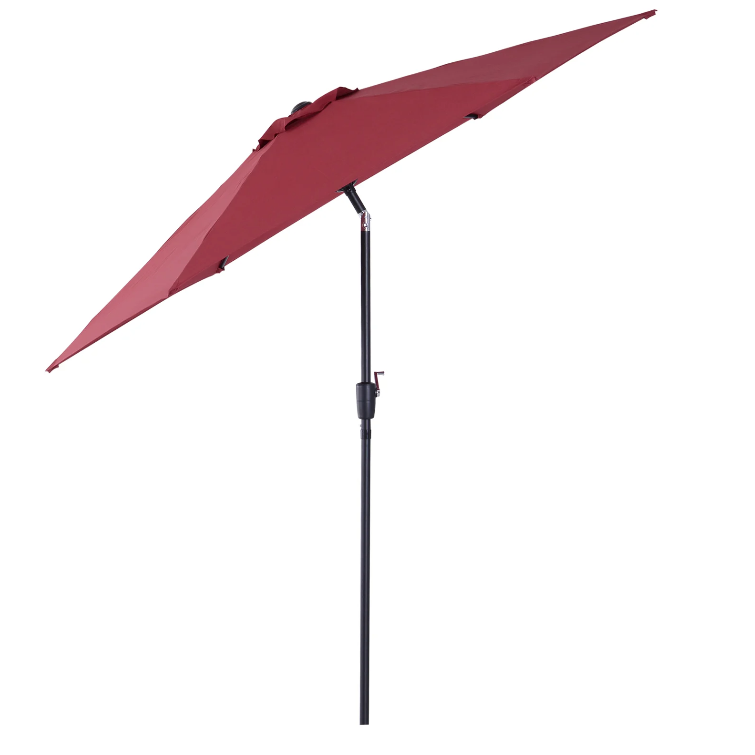 Nancy's Orcutt Parasol - Tuinparasol - Schaduw - Zonwering - Handslinger - Aluminium - Polyester - Groen/Wit/Rood - Zwart - 2.7 x 2.7 x 2.35 m