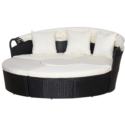 Nancy's Kihei Loungebed - Zonne-eiland - Duo ligbed - Zwart / Créme - ± 180 x 175 x 150 cm