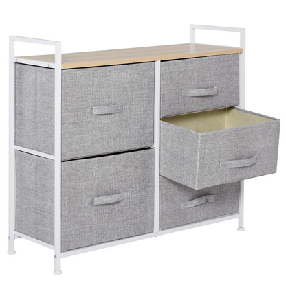 Nancy's Cockeysville Ladekast - Dressoir - Opbergkast - Stoffen Lades - 5 Lades - Grijs - ± 85 x 30 x 80 cm