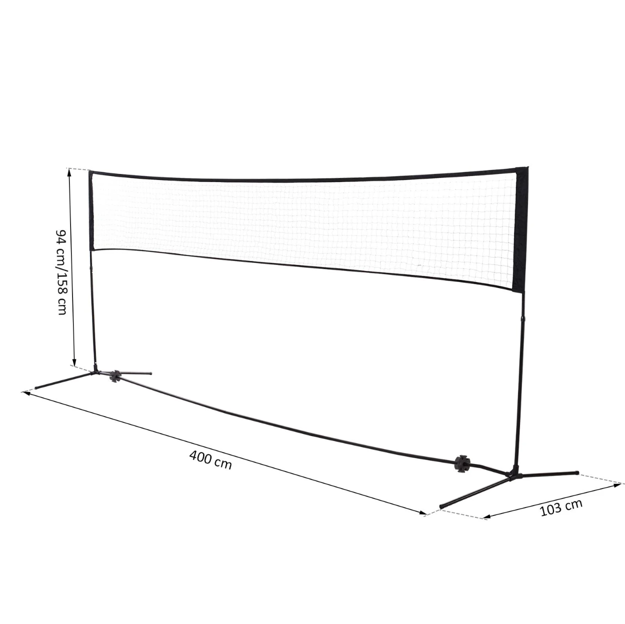 Nancy's Badmintonnet - Volleybalnet - Tennisnet - Draagbaar - 2 Hoogtes - Draagtas - 94/158 x 400 x 60 cm