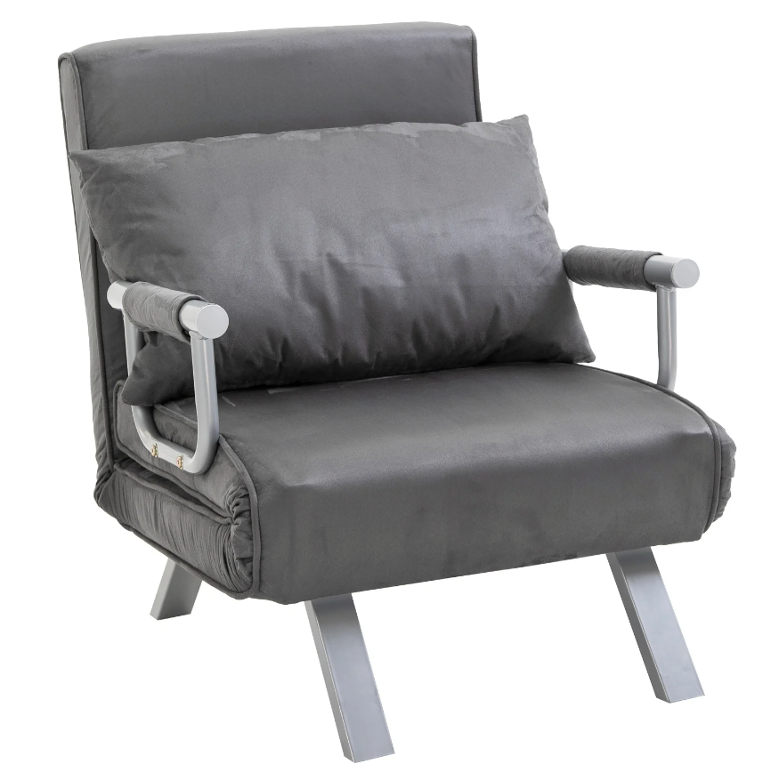 Nancy's Minneola Relax armchair - Foldable guest bed - Lounger - 3-in-1 - Chaise Longue - artificial leather - dark gray - 65 x 69 x 80 cm 