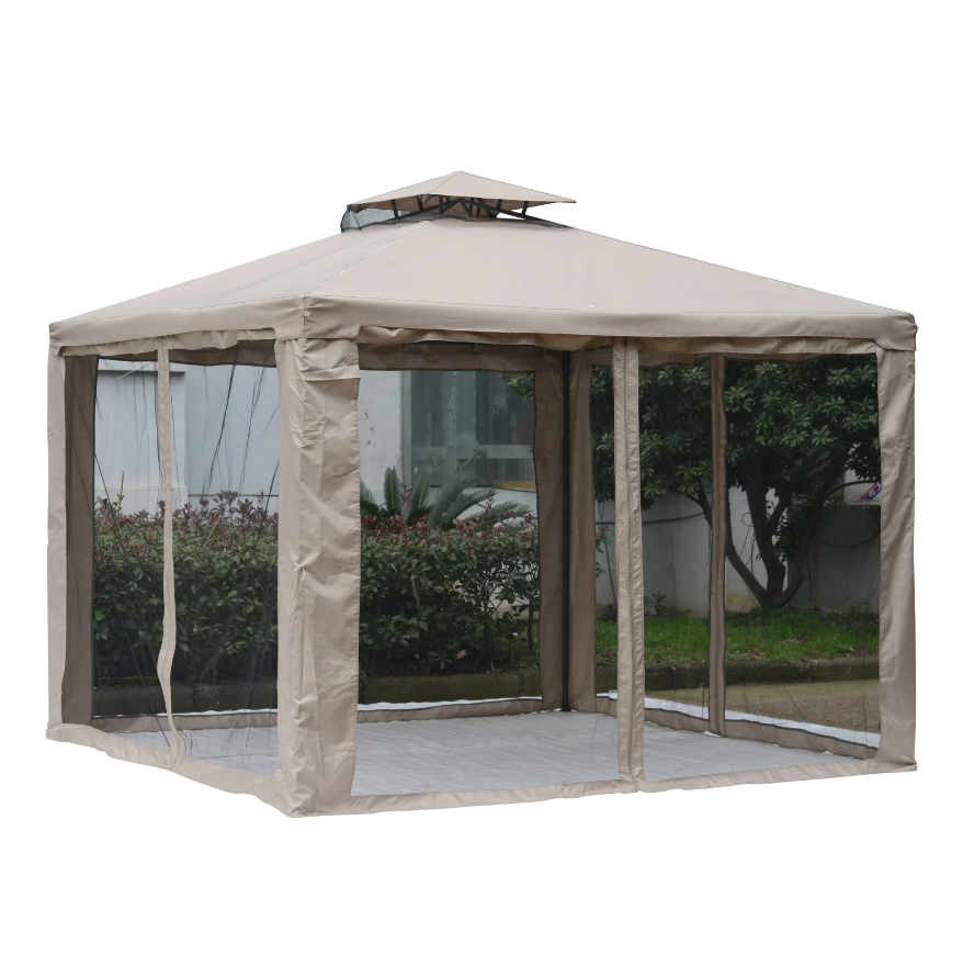 Nancy's Speedway Tuinpaviljoen - Partytent - 4x Zijwand - Weerbestendig - Grijsbruin - ± 300 x 300 cm