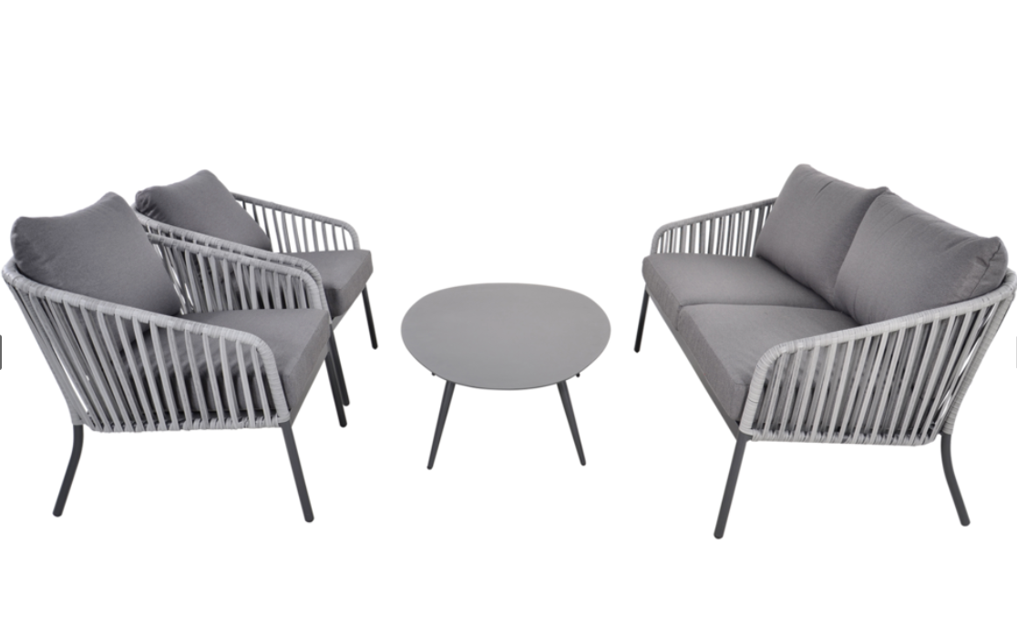 Nancy's Ma­ch Loungeset - Riet en Aluminium Frame - Grijs