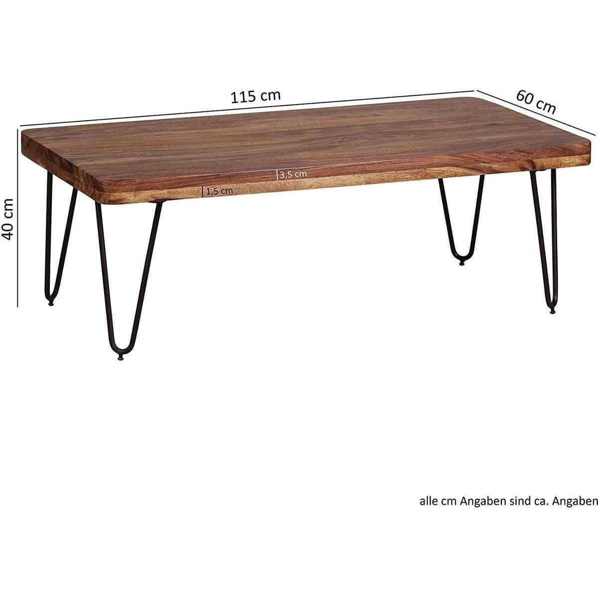 Nancy's Wrightwood Salontafel - Bijzettafel - Koffietafel - Sheesham Hout / Staal - 115x 60 x 40 cm