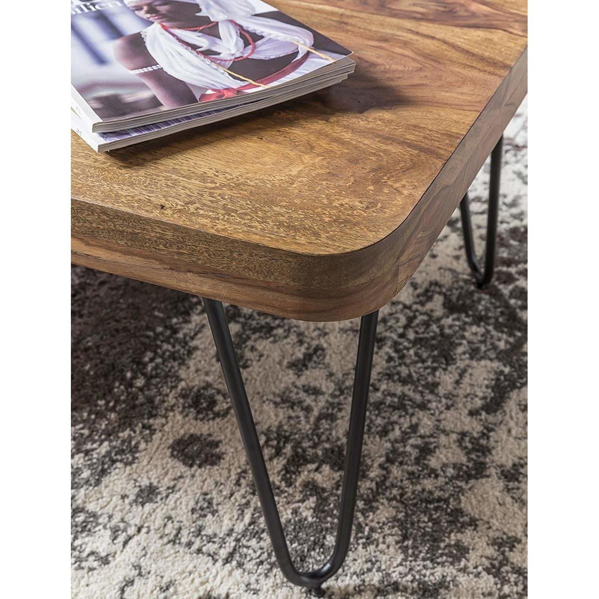 Nancy's Wrightwood Salontafel - Bijzettafel - Koffietafel - Sheesham Hout / Staal - 115x 60 x 40 cm