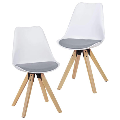 Nancy's Retro Wooden Eetkamerstoelen - Set van 2 - Wit / Grijs - Kunststof