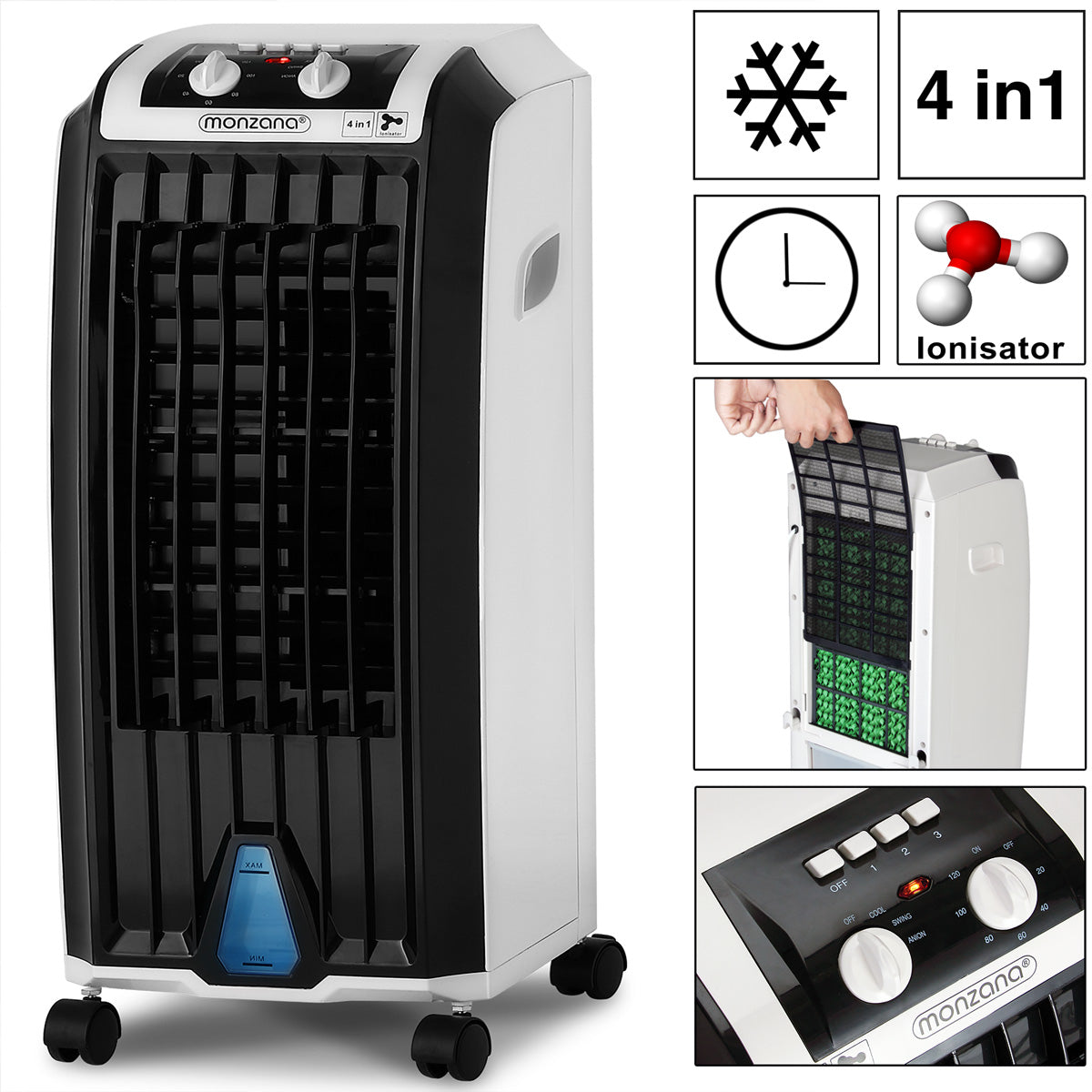 Nancy's Canfield Mobiele Airco - Airconditioningsysteem - Aircooler - Ventilator - Ionisator - 5 Liter