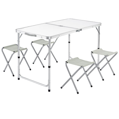 Nancy's Ben Lomond Picnic table - Folding table - Camping table - Table - 4 Stools - Seating group - Camping suitcase - Foldable - Aluminum - MDF