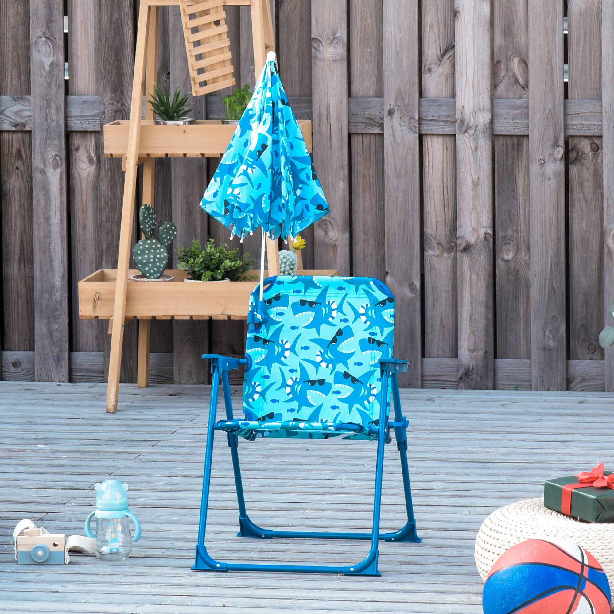 Nancy's Galesburg Strandstoel - Kinder Campingstoel - Opvouwbaar - Met Parasol - Blauw