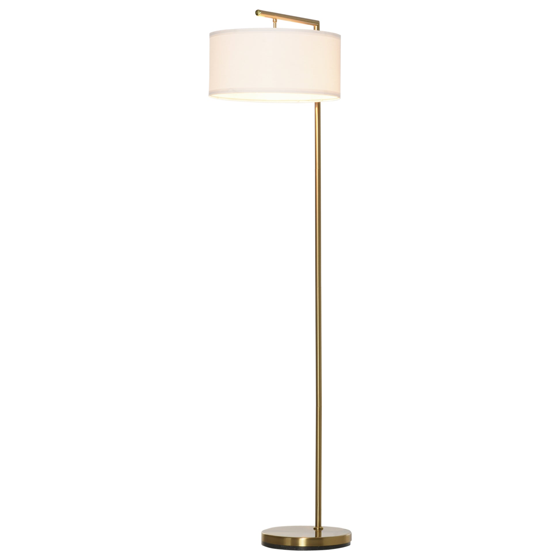 Nancy's Springville Vloerlamp - Staande Lamp - Goud / Wit - Staal / Stof