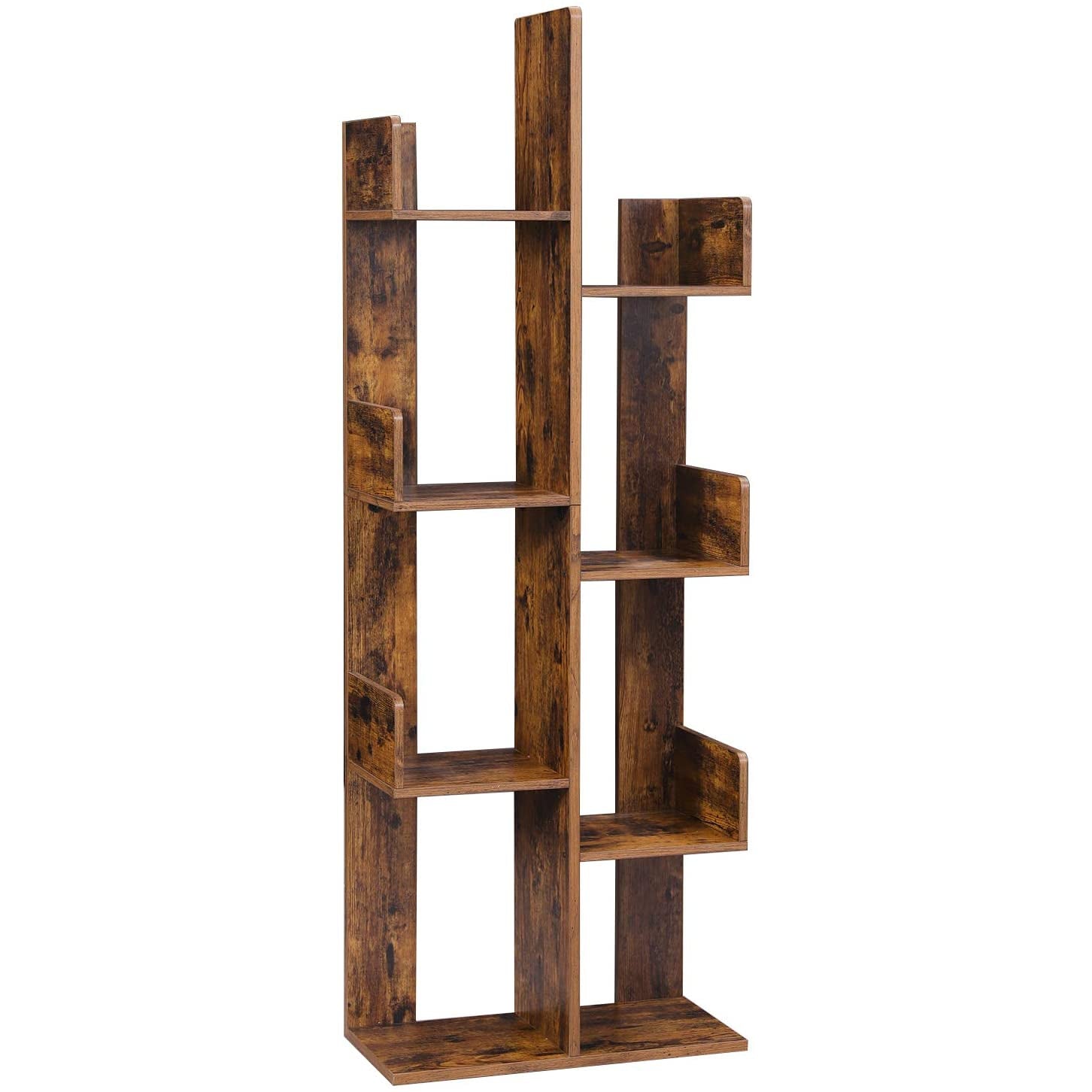 Nancy's Minot Bookcase - with 8 Compartments - Book Stand - Bookend - Freestanding Cabinet - Wood - Industrial - Brown - 50 x 25 x 140 cm