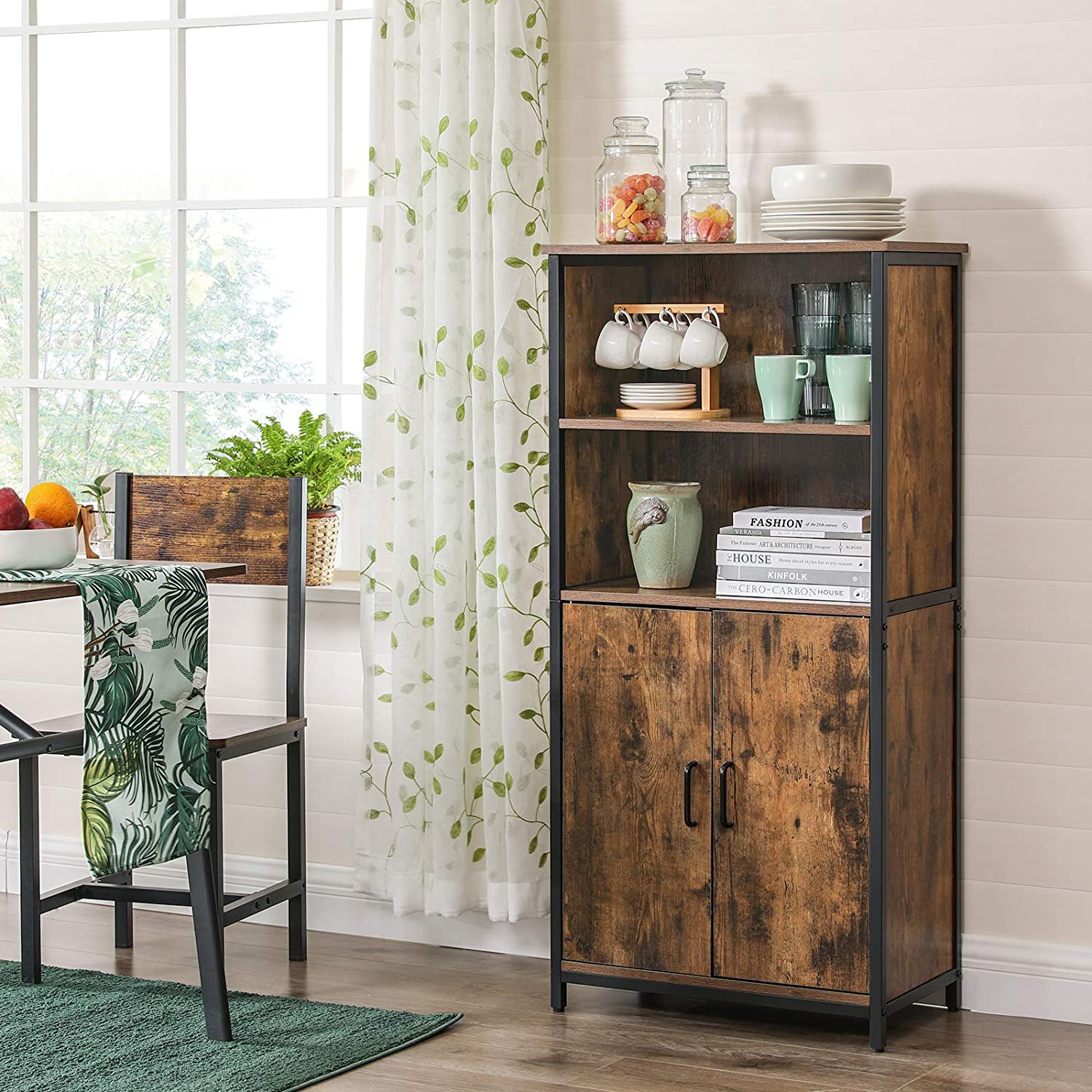 Nancy's Hutchinson Bookcase - Vintage Wooden Cabinet - Industrial Cabinets - 2 Doors - 60 x 35 x 125 cm (L x W x H)