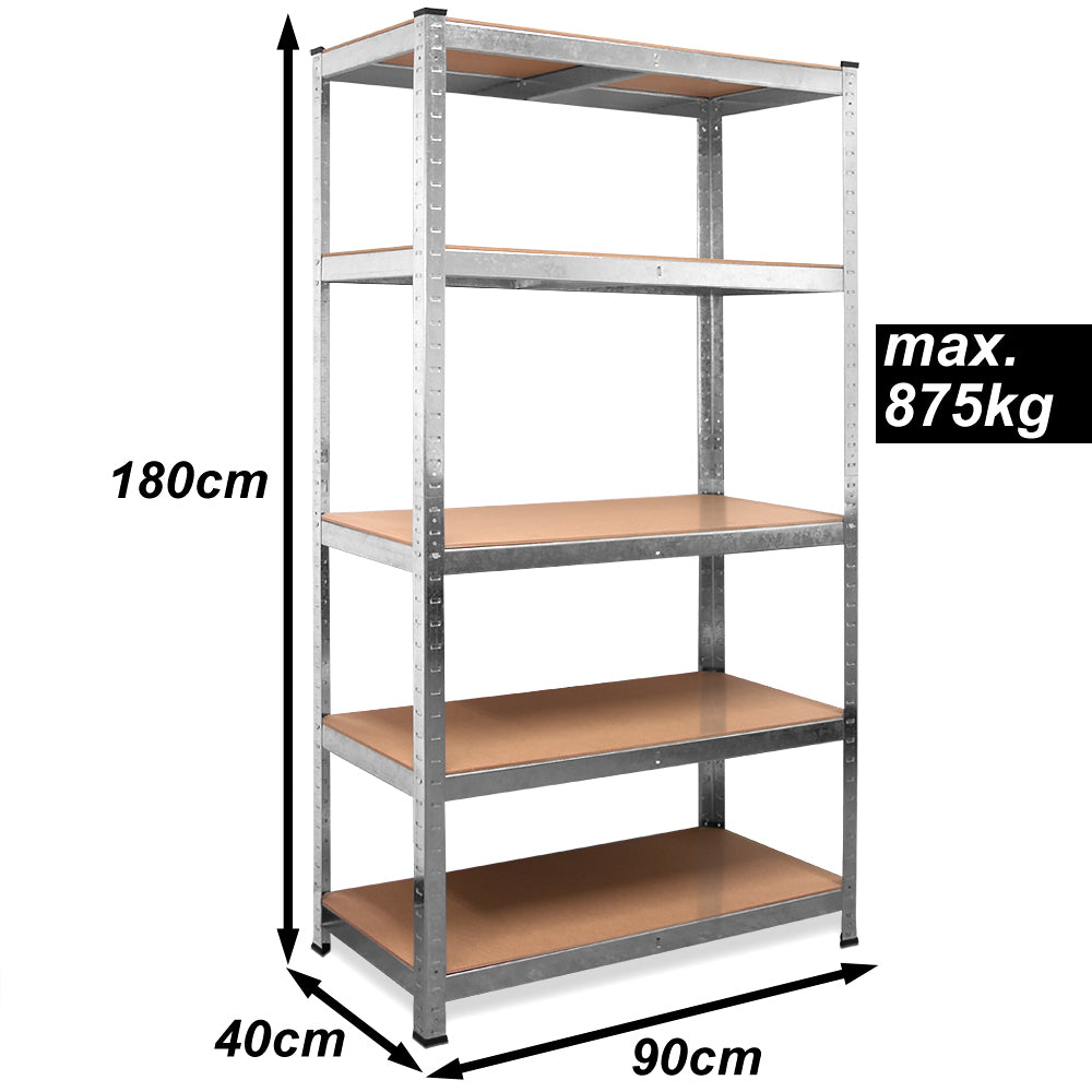 Nancy's Acton Stellingkast - Set van 2 - Opbergrek - Opslagruimte - Zilver - Staal - 90 x 40 x 180 cm