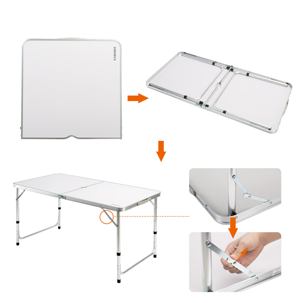 Nancy's Heathrow Camping Table - Folding Table - Garden Table - Foldable Table - Aluminum - MDF - 120 x 60 x 55 cm