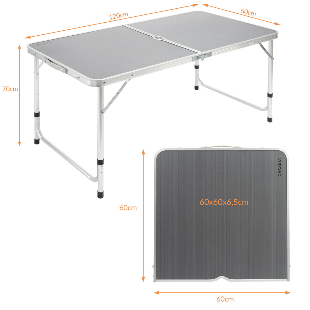 Nancy's Heathrow Camping Table - Folding Table - Garden Table - Foldable Table - Aluminum - MDF - 120 x 60 x 55 cm