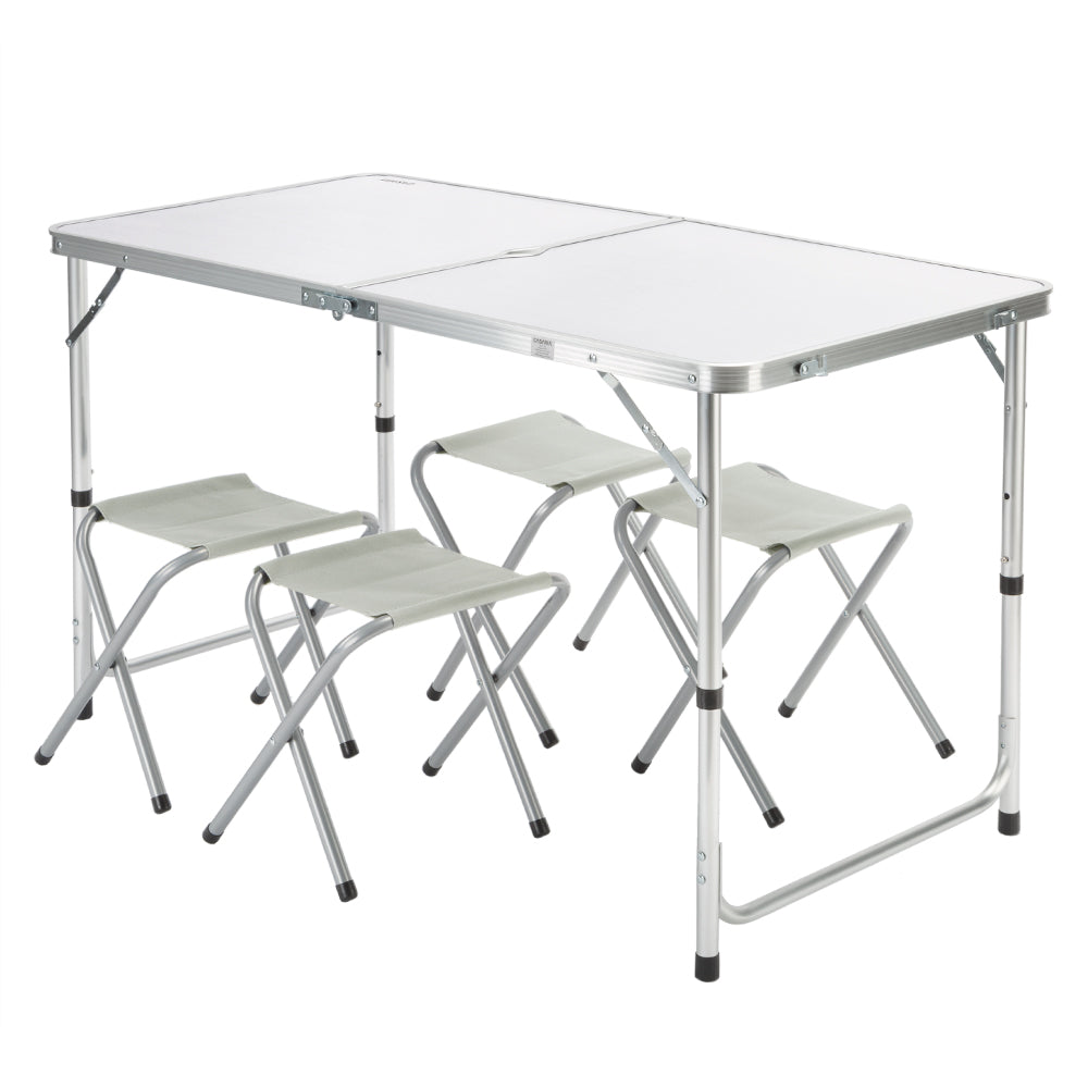 Nancy's Ben Lomond Picnic table - Folding table - Camping table - Table - 4 Stools - Seating group - Camping suitcase - Foldable - Aluminum - MDF