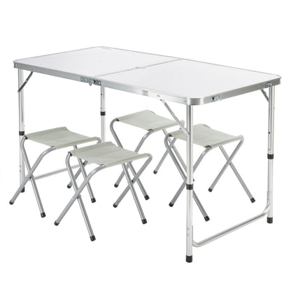 Nancy's Ben Lomond Picnic table - Folding table - Camping table - Table - 4 Stools - Seating group - Camping suitcase - Foldable - Aluminum - MDF