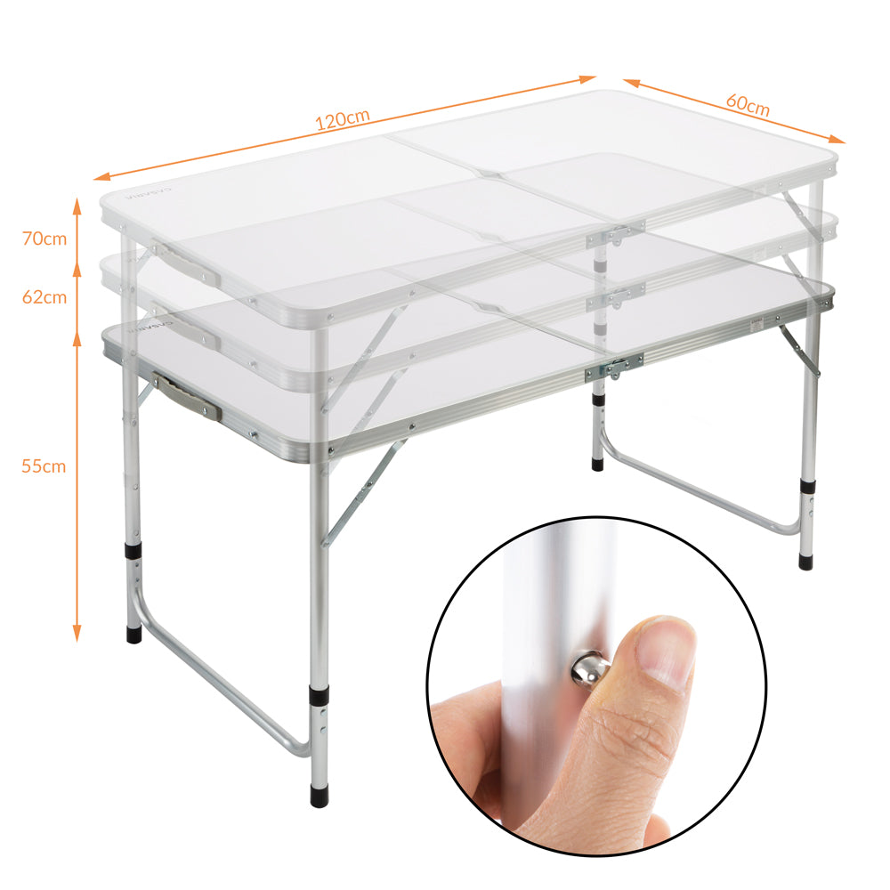 Nancy's Ben Lomond Picnic table - Folding table - Camping table - Table - 4 Stools - Seating group - Camping suitcase - Foldable - Aluminum - MDF