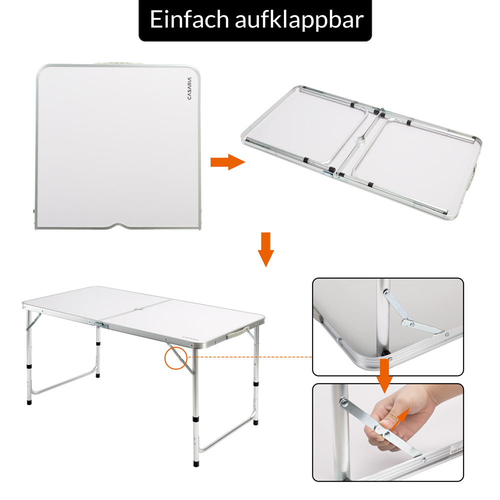 Nancy's Ben Lomond Picknicktafel - Klaptafel - Campingtafel - Tafel - 4 Krukjes- Zitgroep - Kampeerkoffer - Opklapbaar - Aluminium - MDF