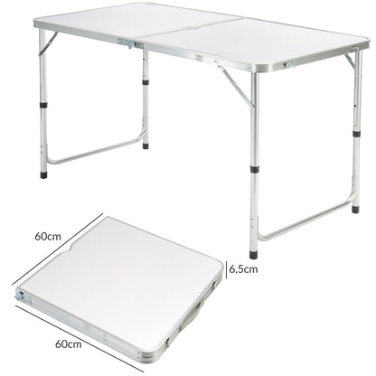 Nancy's Ben Lomond Picnic table - Folding table - Camping table - Table - 4 Stools - Seating group - Camping suitcase - Foldable - Aluminum - MDF