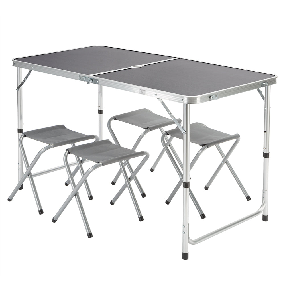 Nancy's Ben Lomond Picnic table - Folding table - Camping table - Table - 4 Stools - Seating group - Camping suitcase - Foldable - Aluminum - MDF