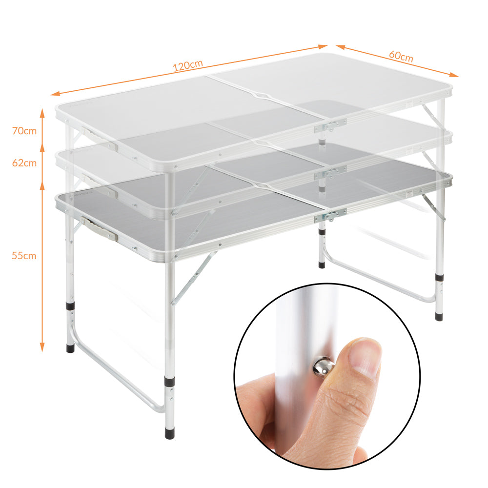 Nancy's Ben Lomond Picknicktafel - Klaptafel - Campingtafel - Tafel - 4 Krukjes- Zitgroep - Kampeerkoffer - Opklapbaar - Aluminium - MDF