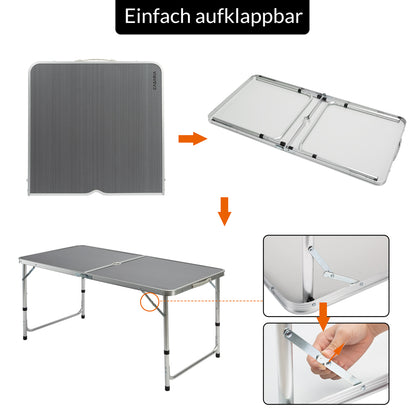 Nancy's Ben Lomond Picnic table - Folding table - Camping table - Table - 4 Stools - Seating group - Camping suitcase - Foldable - Aluminum - MDF