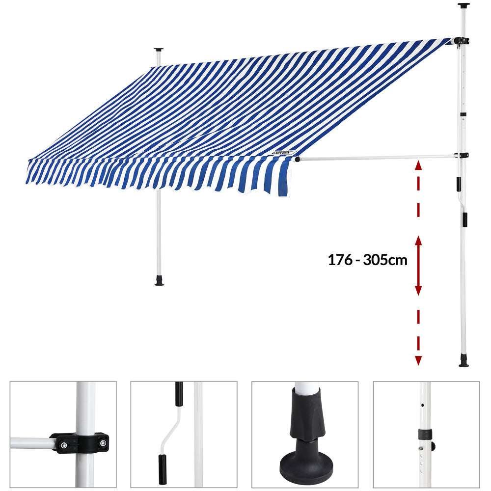 Nancy's Port Jefferson Station Luifel - Zonnekap - Staal/Polyester - Zonwering - Handslinger - 180 x 350 cm