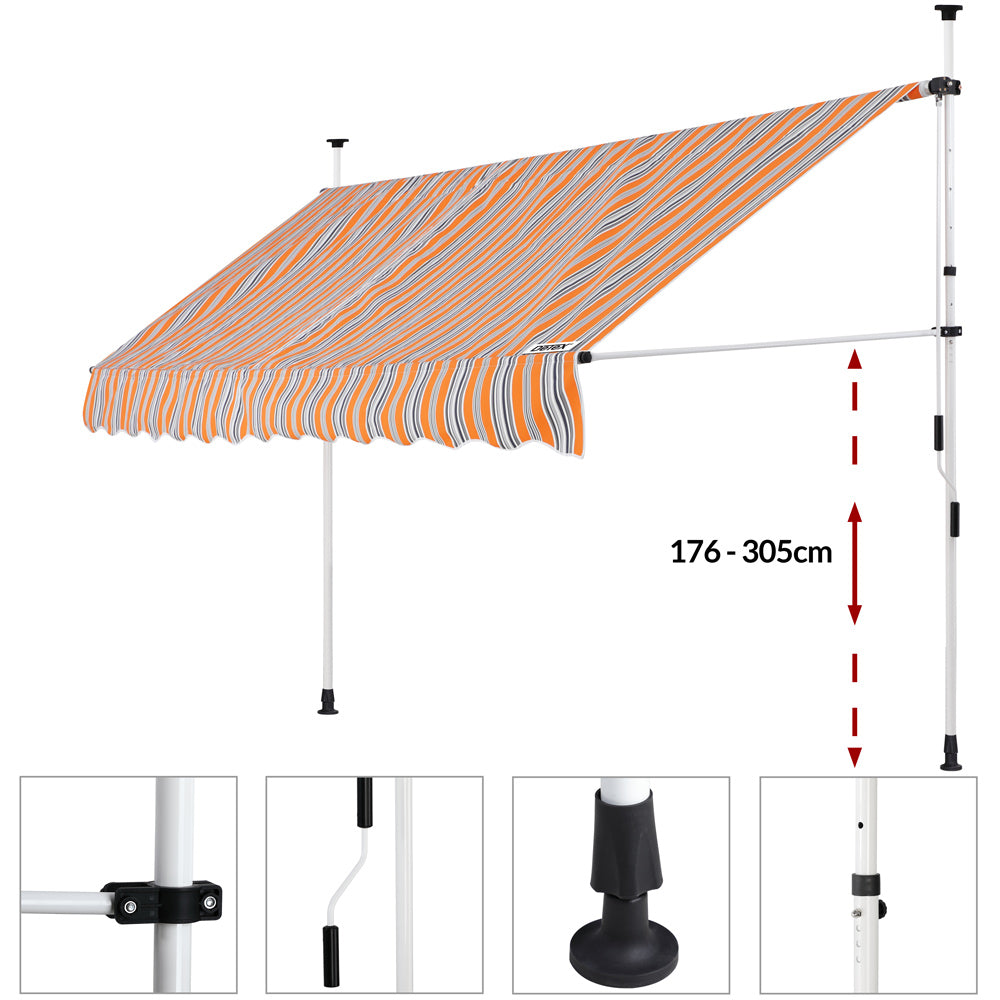 Nancy's Port Jefferson Station Luifel - Zonnekap - Staal/Polyester - Zonwering - Handslinger - 180 x 350 cm