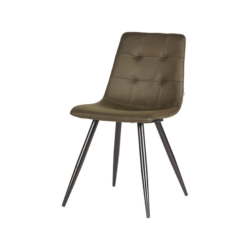 LABEL51 Eetkamerstoel Jay - Set van 2 - Stoel - Microfiber - Eetkamerstoelen - Army green - 45 x 84 x 56 cm