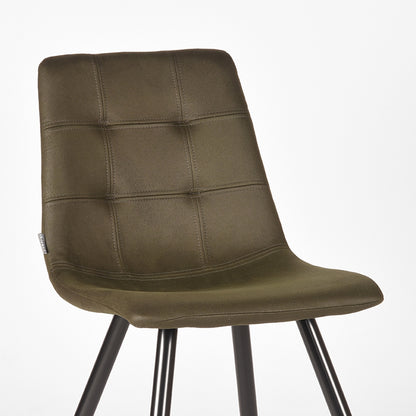 LABEL51 Eetkamerstoel Jay - Set van 2 - Stoel - Microfiber - Eetkamerstoelen - Army green - 45 x 84 x 56 cm