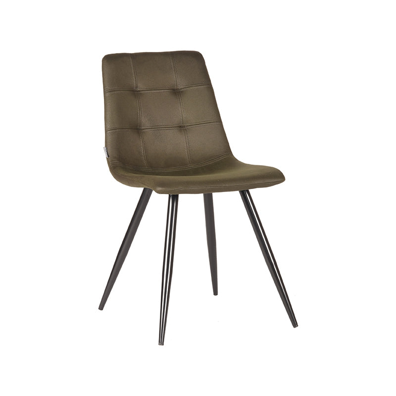 LABEL51 Eetkamerstoel Jay - Set van 2 - Stoel - Microfiber - Eetkamerstoelen - Army green - 45 x 84 x 56 cm