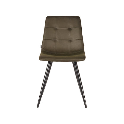 LABEL51 Eetkamerstoel Jay - Set van 2 - Stoel - Microfiber - Eetkamerstoelen - Army green - 45 x 84 x 56 cm