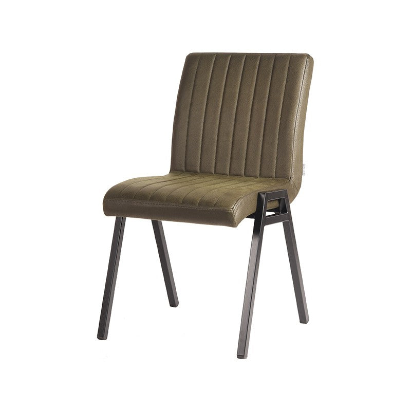 LABEL51 Eetkamerstoel Matz - Set van 2 - Stoel - Microfiber - Eetkamerstoelen - Army green - 50 x 86 x 60 cm