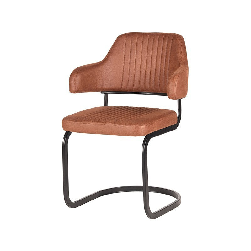 LABEL51 Eetkamerstoel Otta - Set van 2 - Stoel - Microfiber - Eetkamerstoelen - Cognac - 60 x 85 x 56 cm