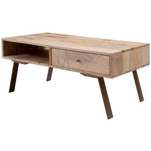 Nancy's Sibria Salontafel - Koffietafel - Bruin / Goudbruin - Mangohout / Staal - ± 95 x 50 x 40 cm