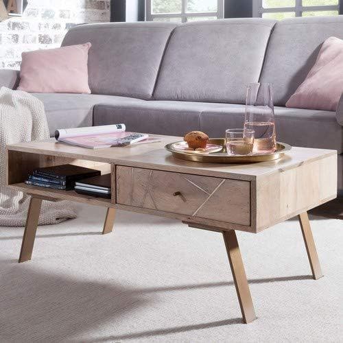 Nancy's Sibria Coffee table - Coffee table - Brown / Golden brown - Mango wood / Steel - ± 95 x 50 x 40 cm