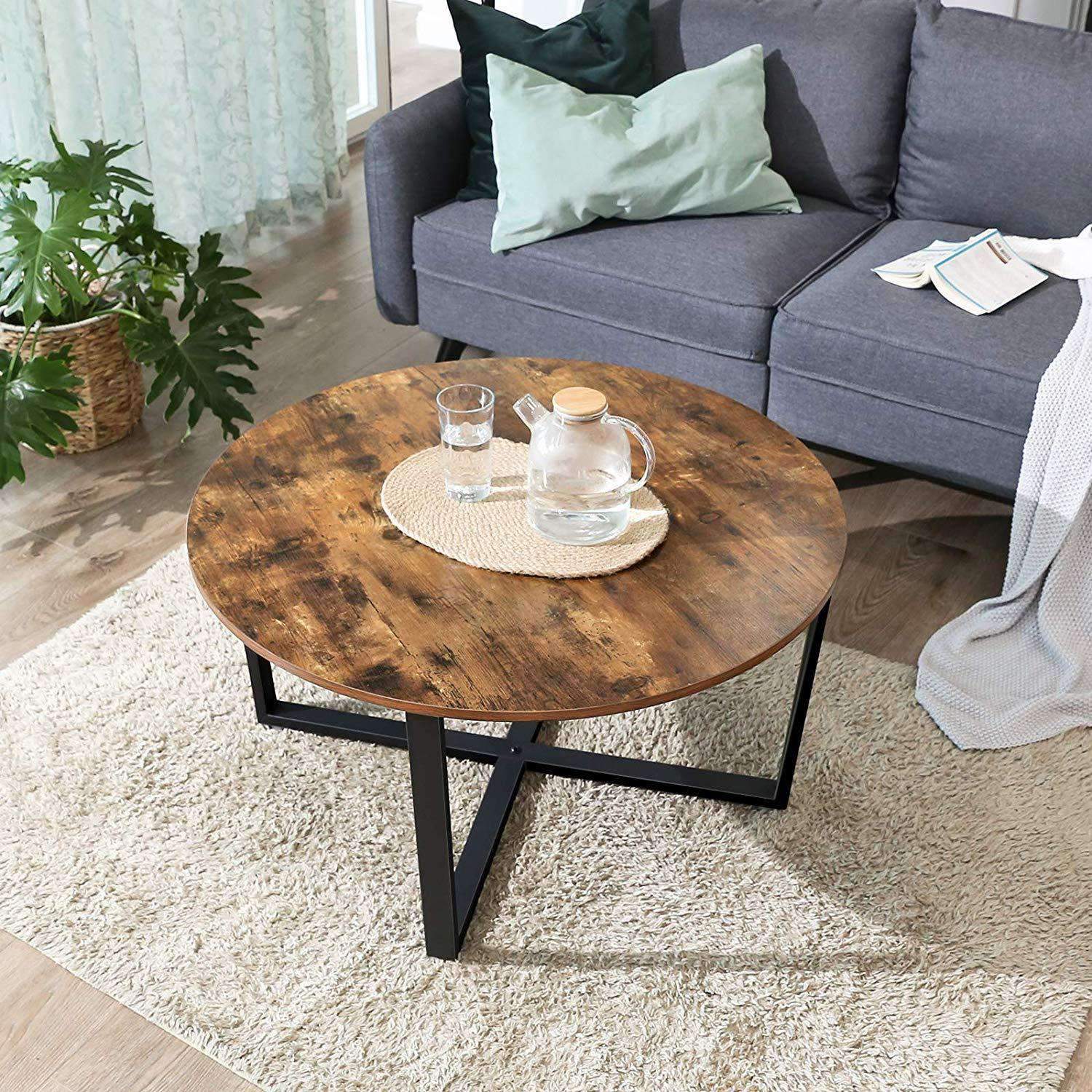 Table basse ronde de Nancy - Style industriel - Table d'appoint - Table basse - ± Ø 90 x 45 cm