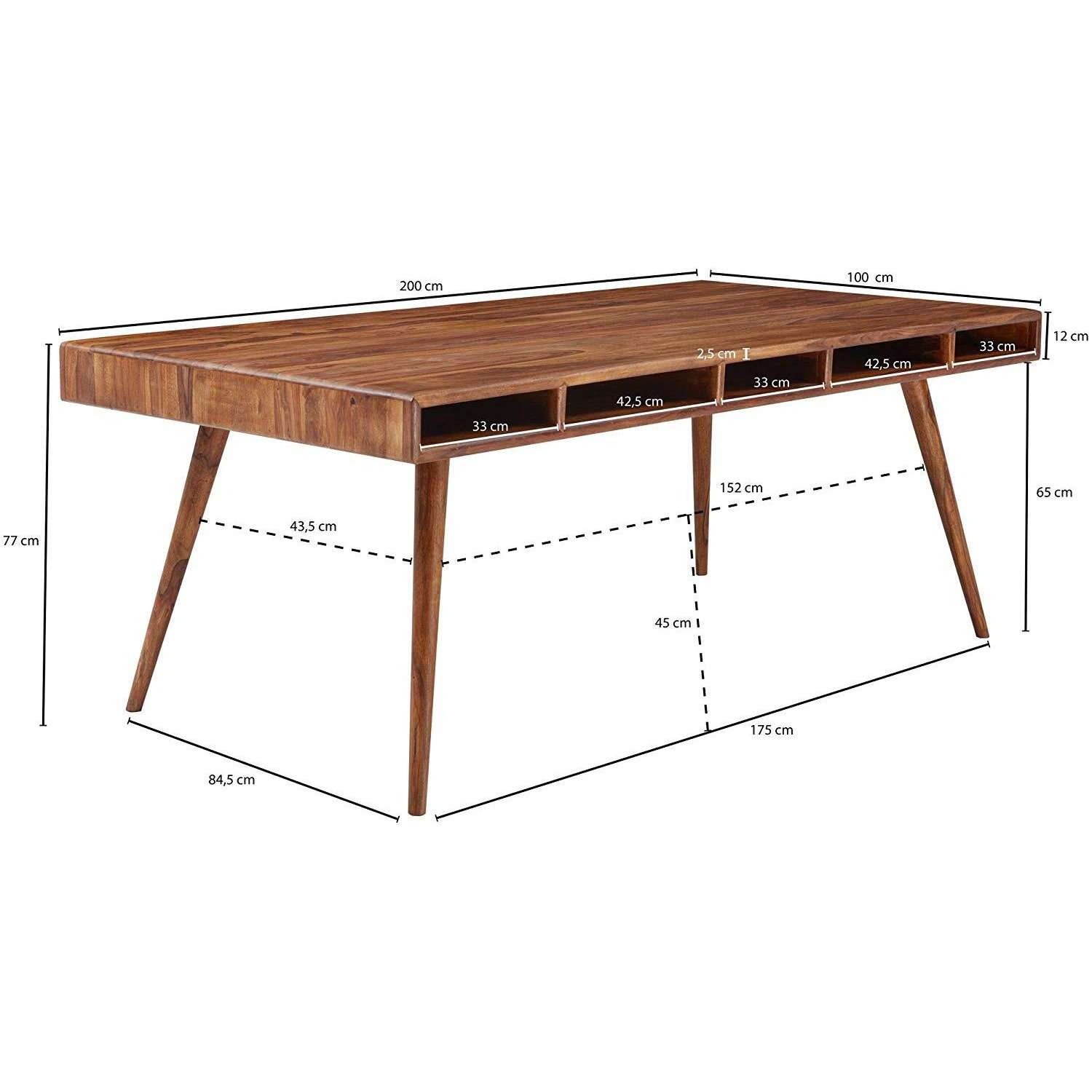 Nancy's Wednesfield Houten Keukentafel - Moderne Eetkamertafel - Sheesham Hout - 200 x 77 x 100 cm