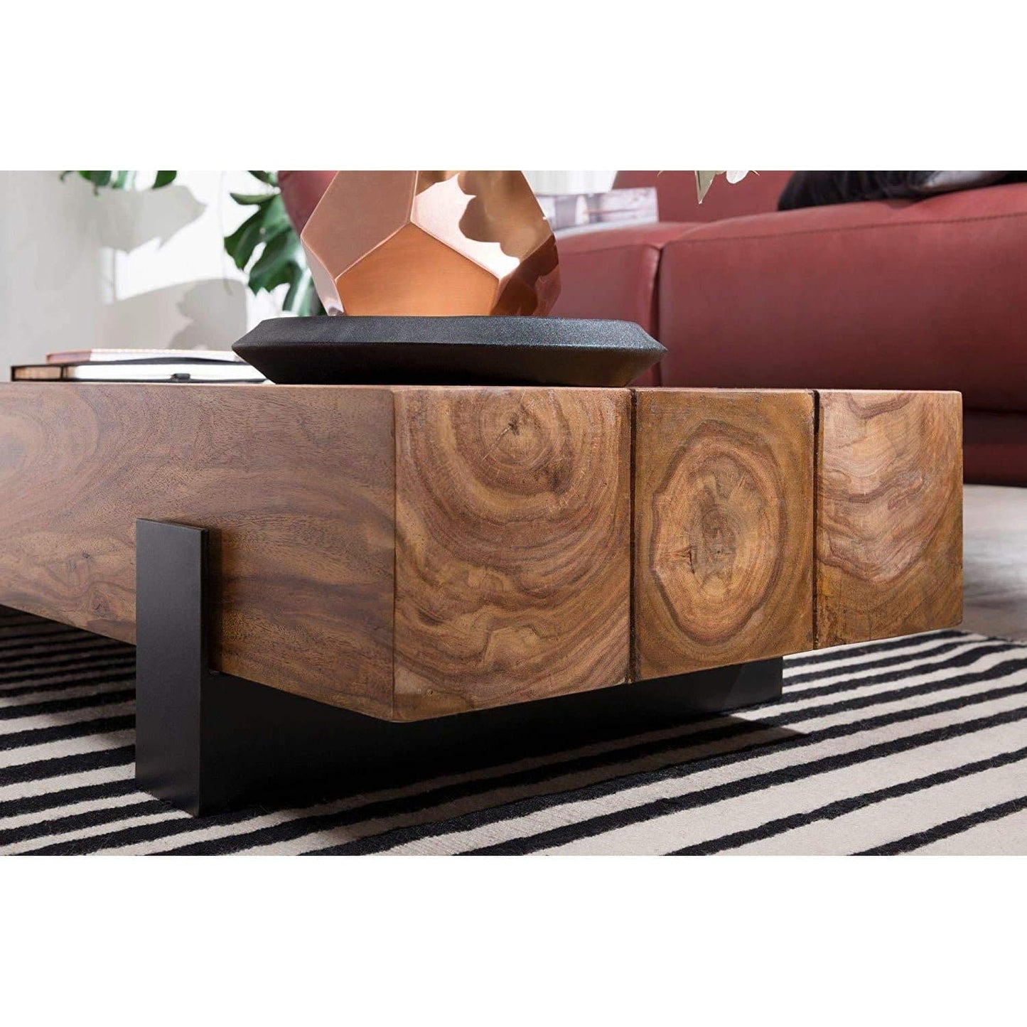 Nancy's Muyana Salontafel - Koffietafel - Boomstamtafel - Massief Sheesham Hout - ± 115 x 45 x 20 cm